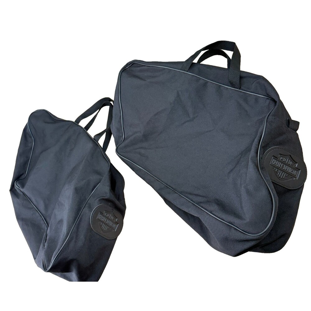 Lot of 2 Harley Davidson Saddle Bags Soft Carry On Nylon Bundle Zip Top Handle
